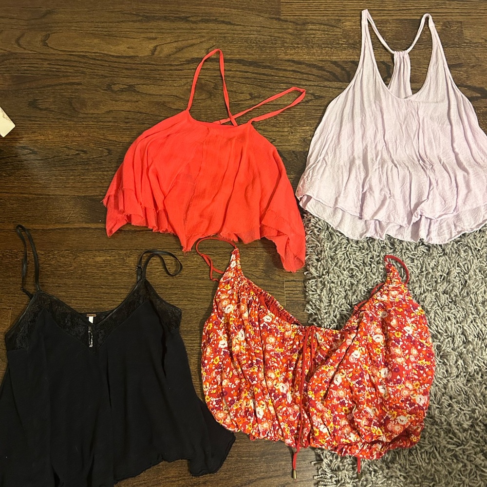 Free People Red and Black Tank Tops Set